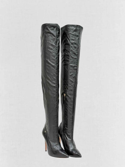 Pre - loved ELISABETTA FRANCHI Black Size EU 38 Thigh High Boots at Reems Closet