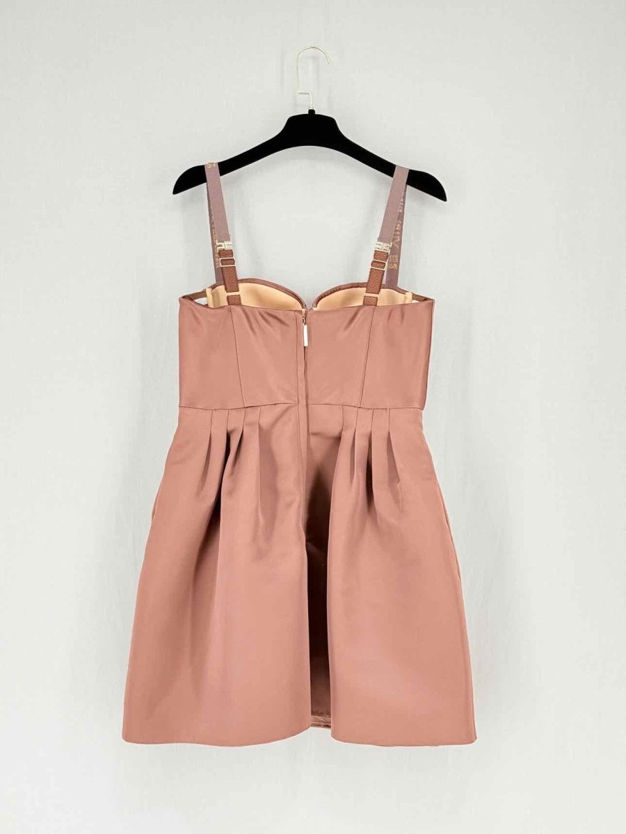 Pre - loved ELISABETTA FRANCHI Bodice Brown Size US 8 Short Dress at Reems Closet