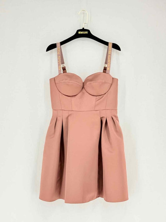 Pre - loved ELISABETTA FRANCHI Bodice Brown Size US 8 Short Dress at Reems Closet