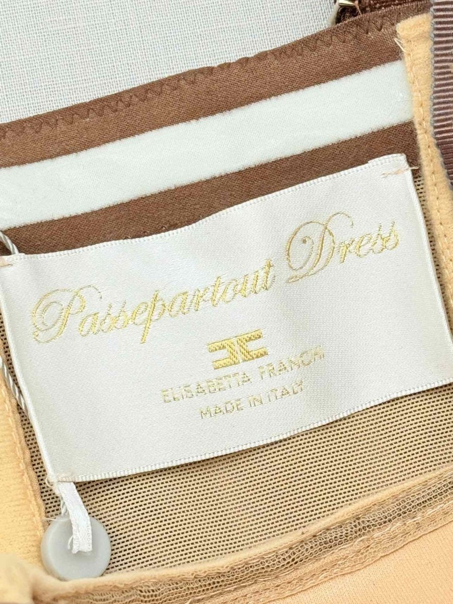 Pre - loved ELISABETTA FRANCHI Bodice Brown Size US 8 Short Dress at Reems Closet