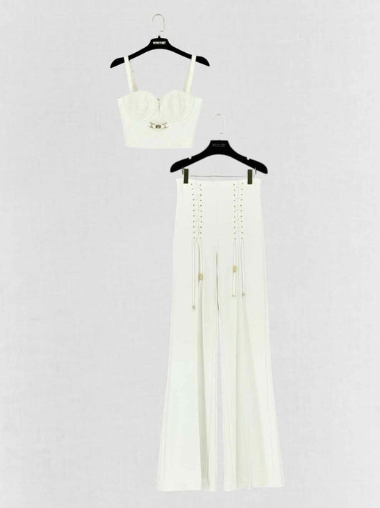 Pre - loved ELISABETTA FRANCHI Bustier White Size US 6 Outfit Set at Reems Closet