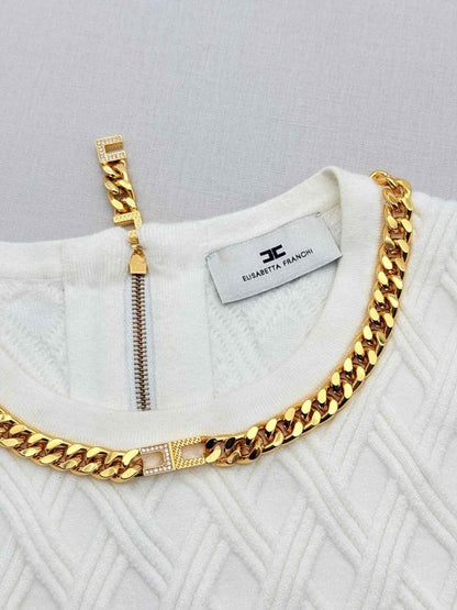 Pre - loved ELISABETTA FRANCHI Cream Size US 4 Tank Top at Reems Closet