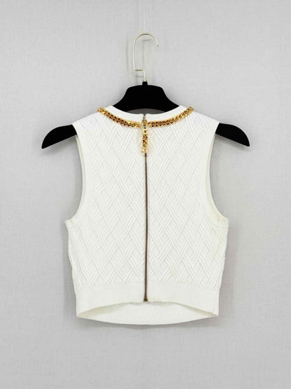 Pre - loved ELISABETTA FRANCHI Cream Size US 4 Tank Top at Reems Closet