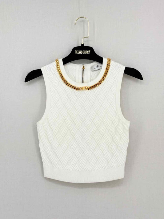 Pre - loved ELISABETTA FRANCHI Cream Size US 4 Tank Top at Reems Closet