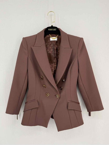 Pre - loved ELISABETTA FRANCHI Giacca Brown Size US 4 Outfit Set at Reems Closet