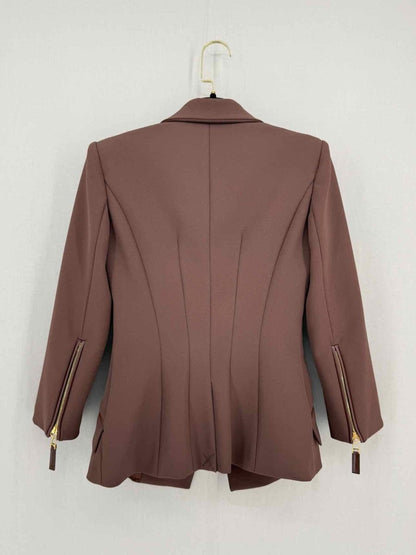 Pre - loved ELISABETTA FRANCHI Giacca Brown Size US 4 Outfit Set at Reems Closet