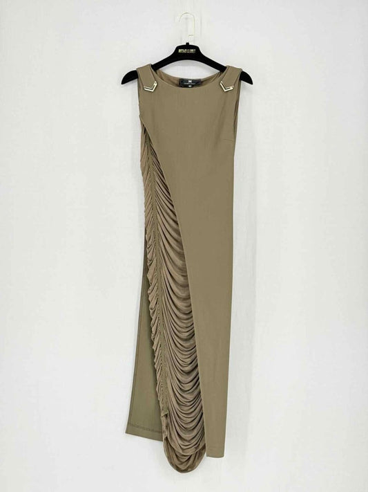 Pre - loved ELISABETTA FRANCHI Khaki Size US 4 Midi Dress at Reems Closet