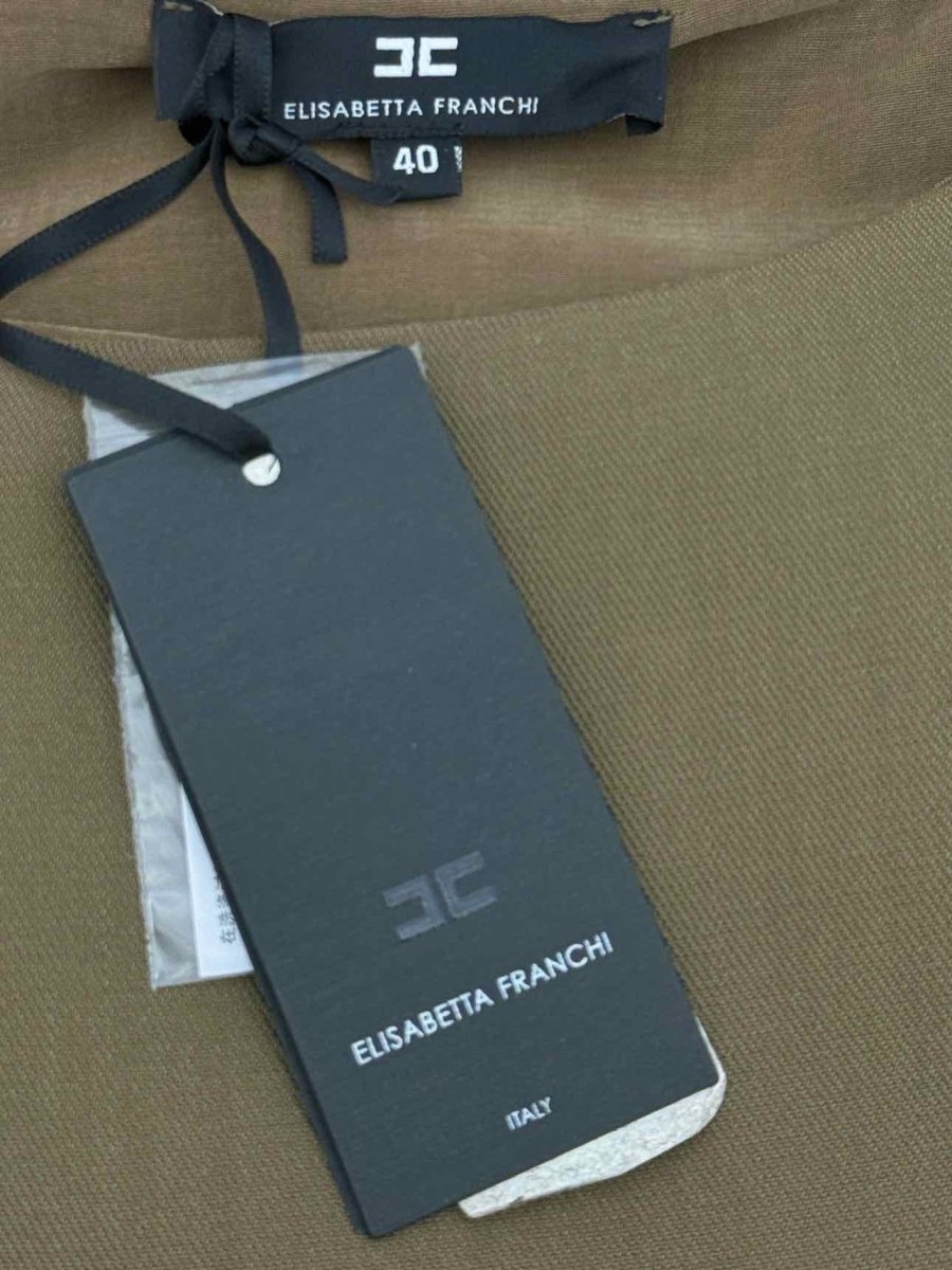 Pre - loved ELISABETTA FRANCHI Khaki Size US 4 Midi Dress at Reems Closet