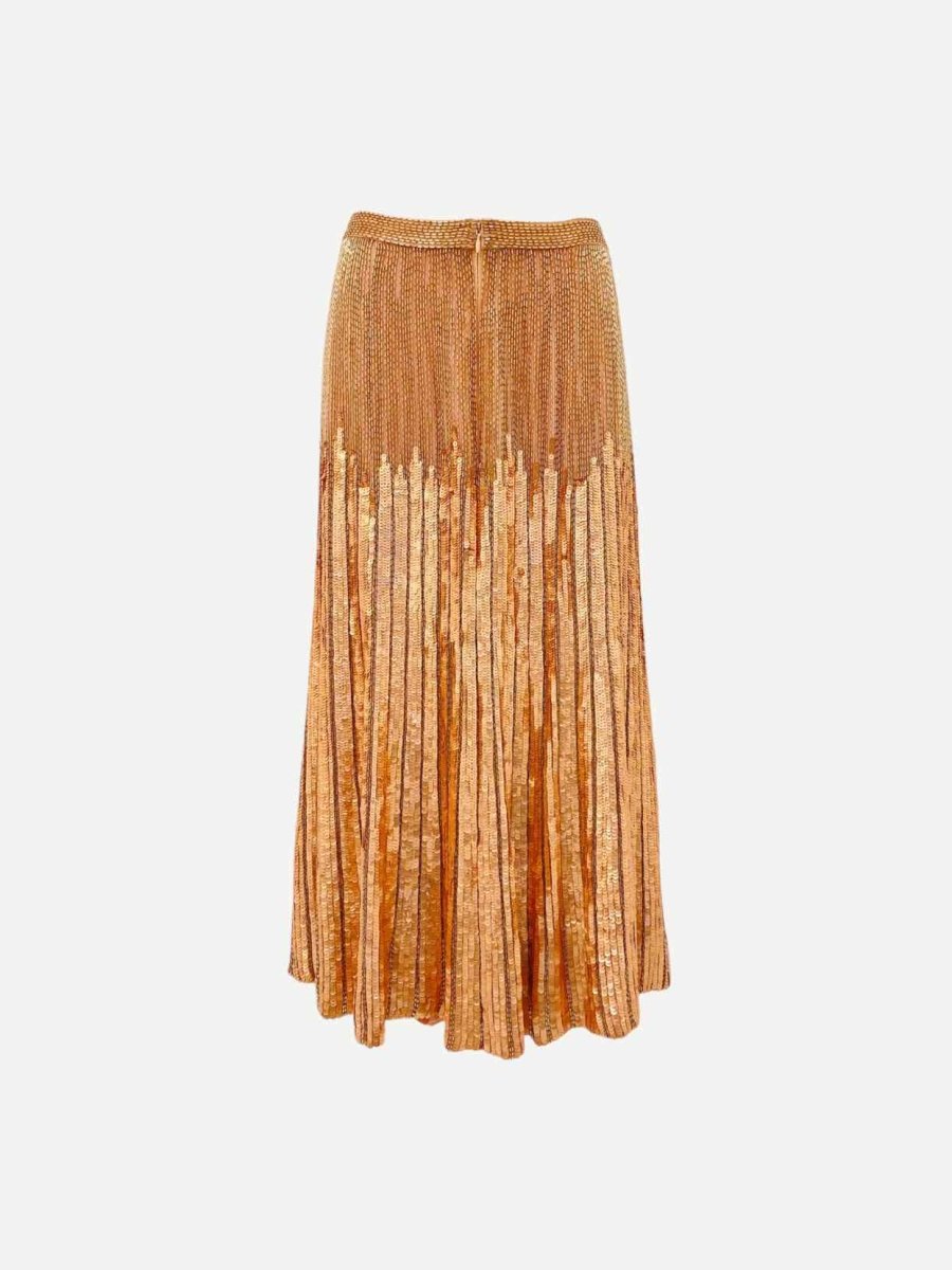 Pre - loved ELISABETTA FRANCHI Peach Sequin Embellished Skirt at Reems Closet