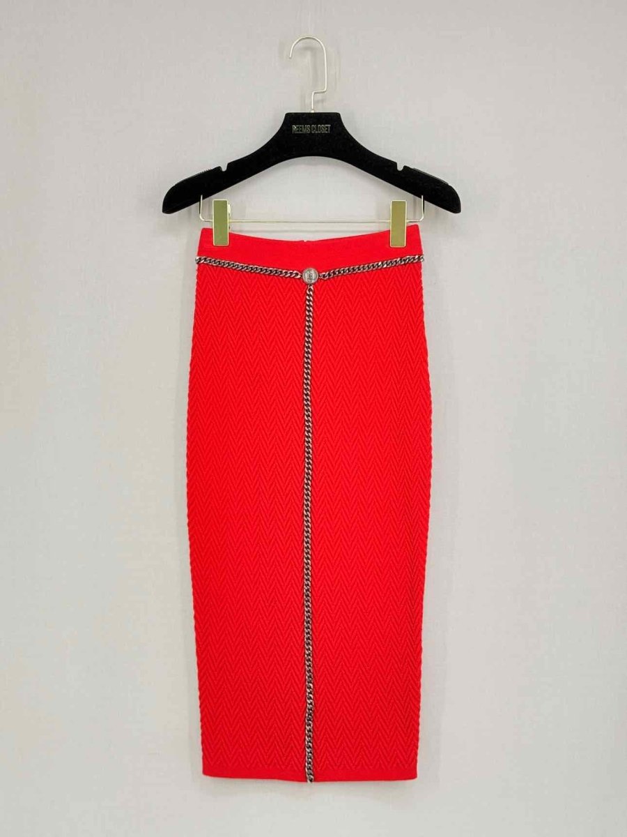 Pre - loved ELISABETTA FRANCHI Red Size US 2 Top & Skirt Outfit at Reems Closet