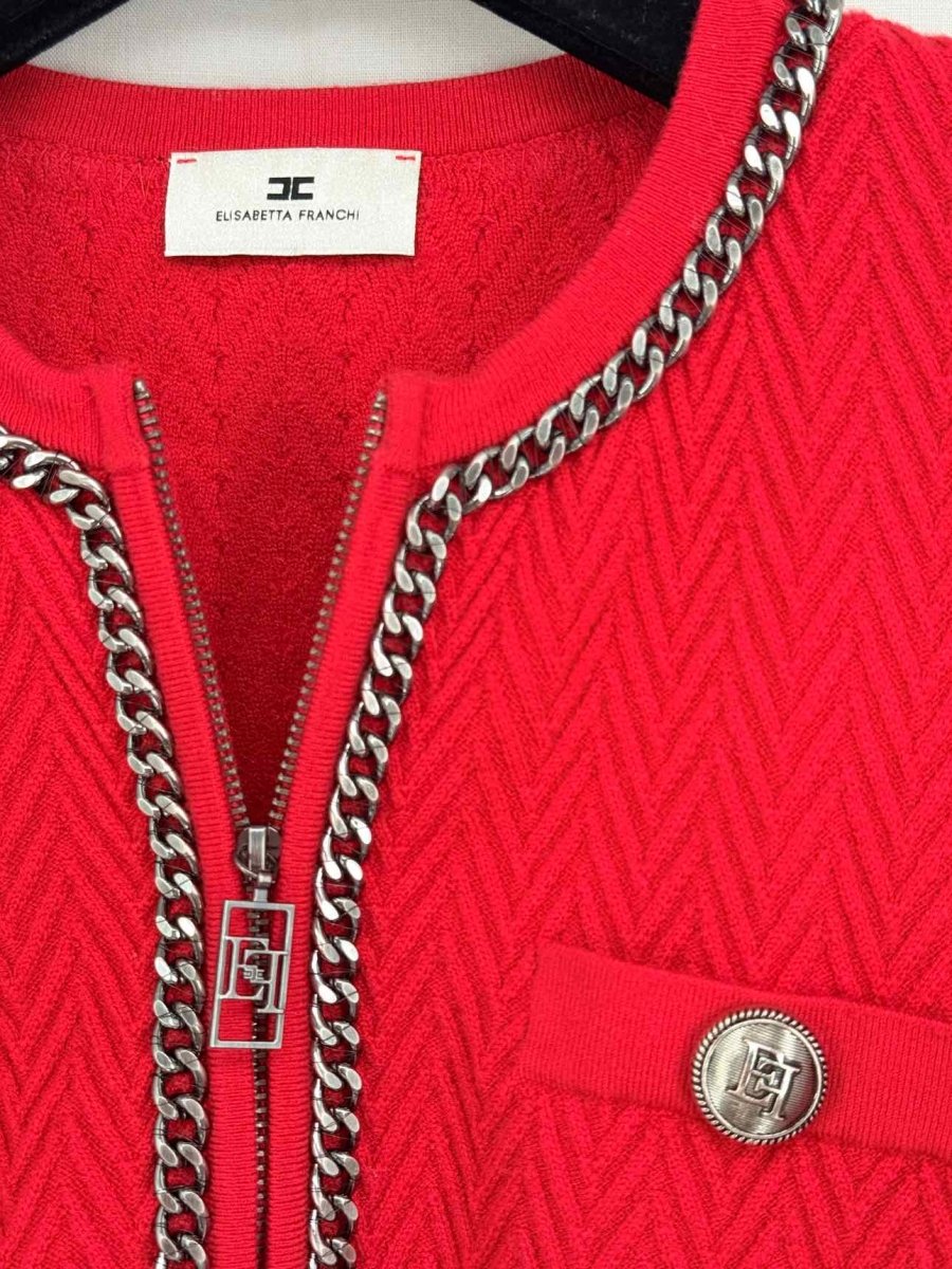 Pre - loved ELISABETTA FRANCHI Red Size US 2 Top & Skirt Outfit at Reems Closet