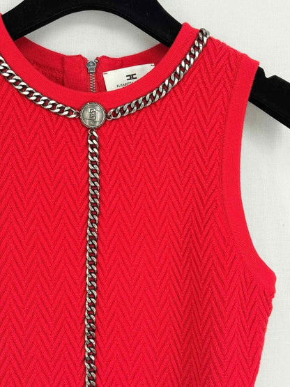 Pre - loved ELISABETTA FRANCHI Red Size US 2 Top & Skirt Outfit at Reems Closet