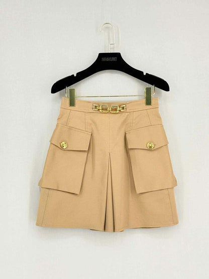 Pre-loved ELISABETTA FRANCHI Tan Size US 4 Mini Skirt at Reems Closet