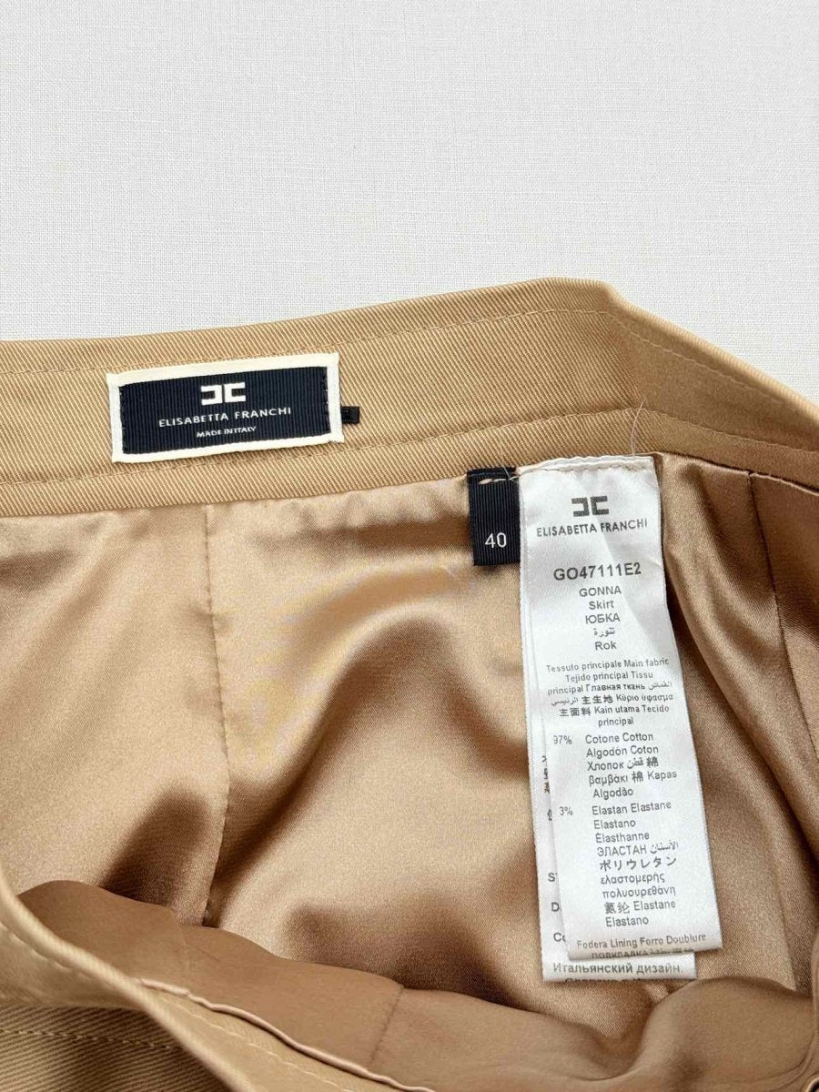 Pre-loved ELISABETTA FRANCHI Tan Size US 4 Mini Skirt at Reems Closet