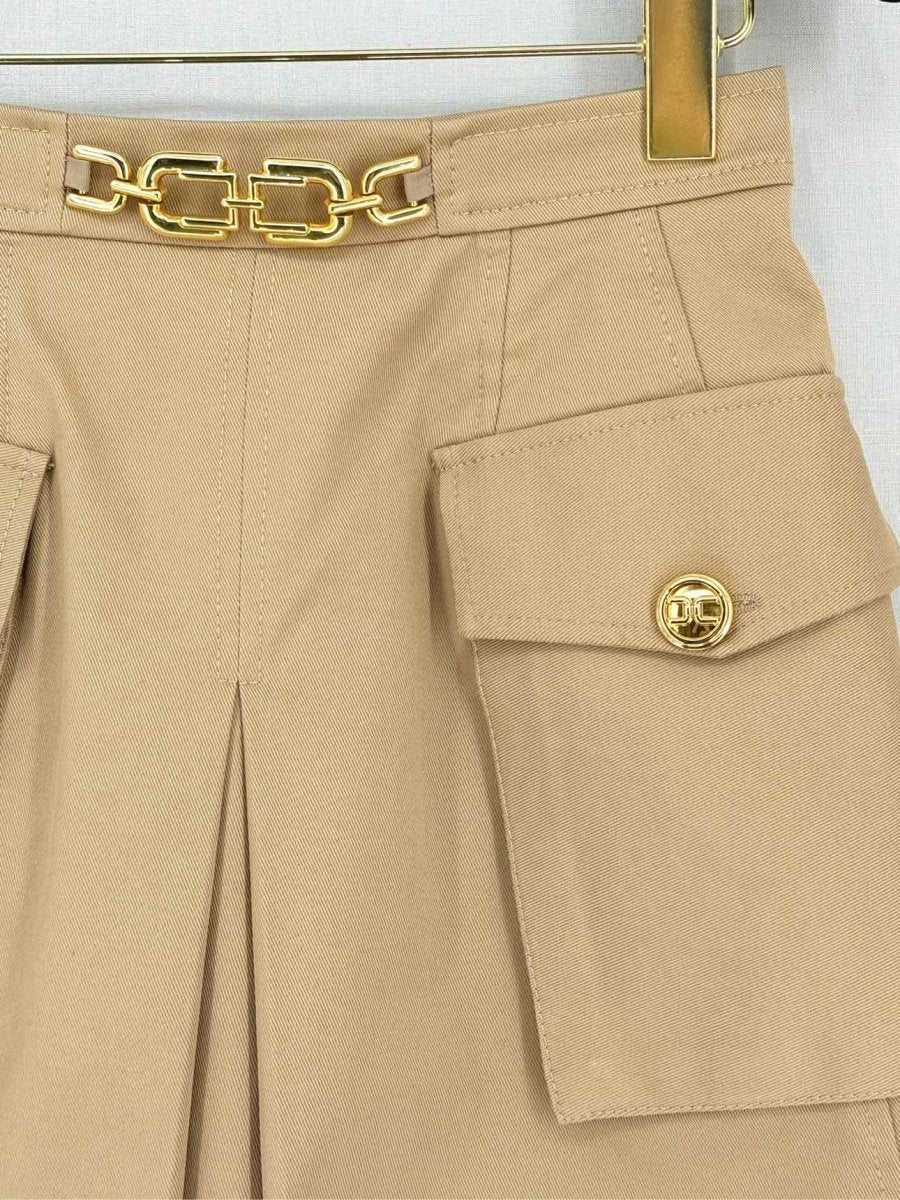 Pre-loved ELISABETTA FRANCHI Tan Size US 4 Mini Skirt at Reems Closet