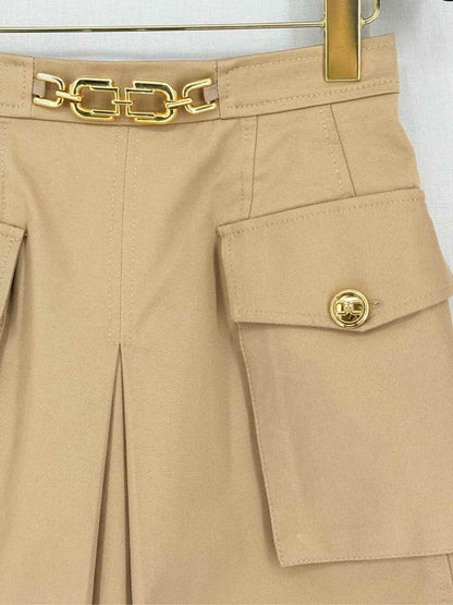 Pre-loved ELISABETTA FRANCHI Tan Size US 4 Mini Skirt at Reems Closet