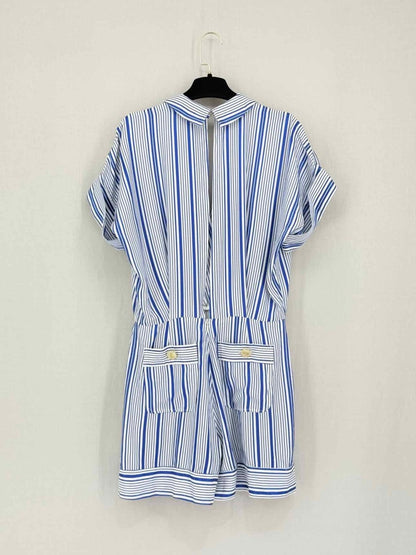 Pre-loved ELISABETTA FRANCHI White & Blue Size US 6 Playsuit at Reems Closet