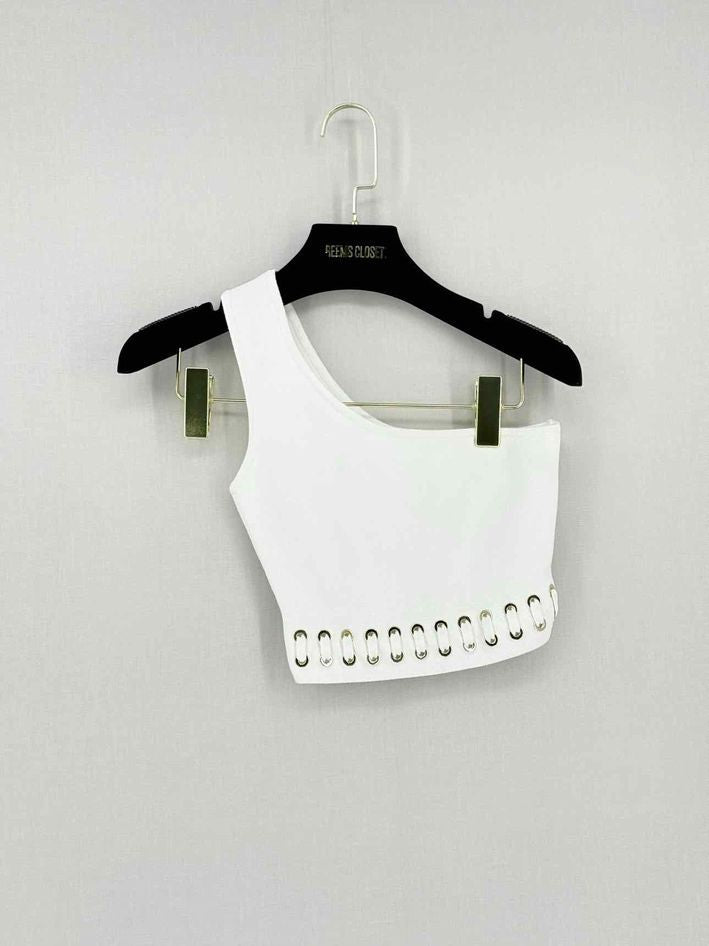 Pre-loved ELISABETTA FRANCHI White Size US 4 Top at Reems Closet