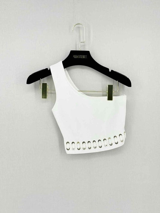 Pre-loved ELISABETTA FRANCHI White Size US 4 Top at Reems Closet