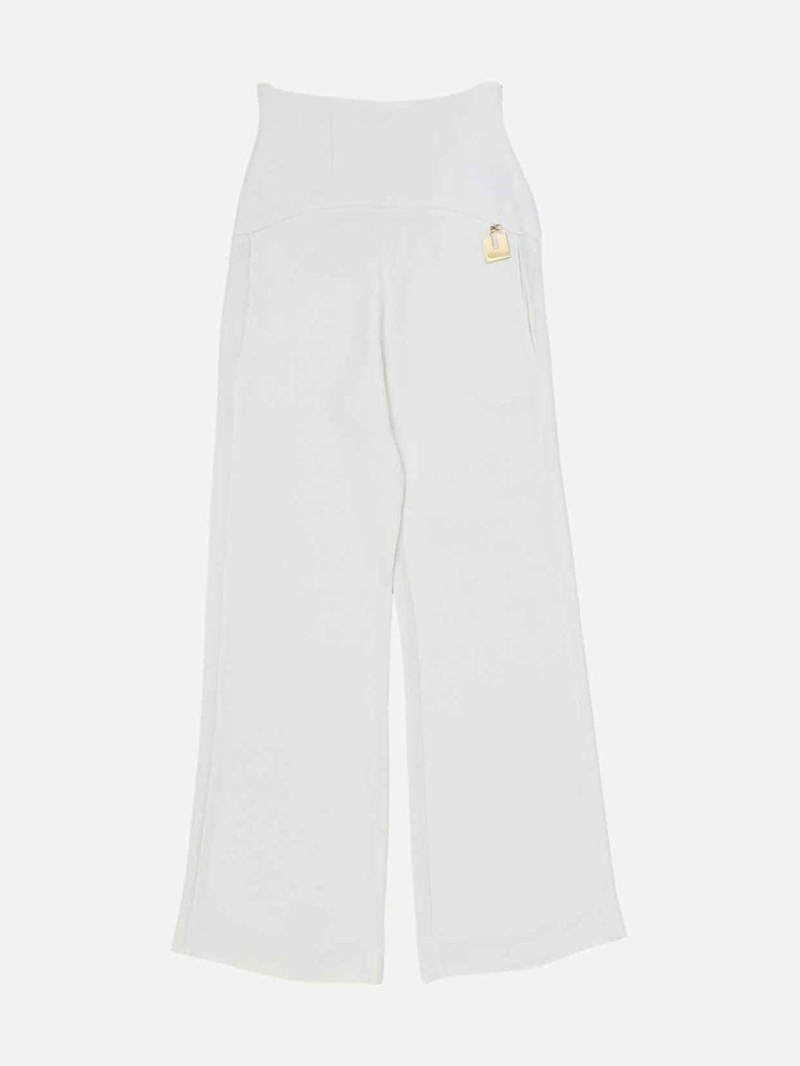 Pre - loved ELISABETTA FRANCHI Wide Leg White Pants at Reems Closet