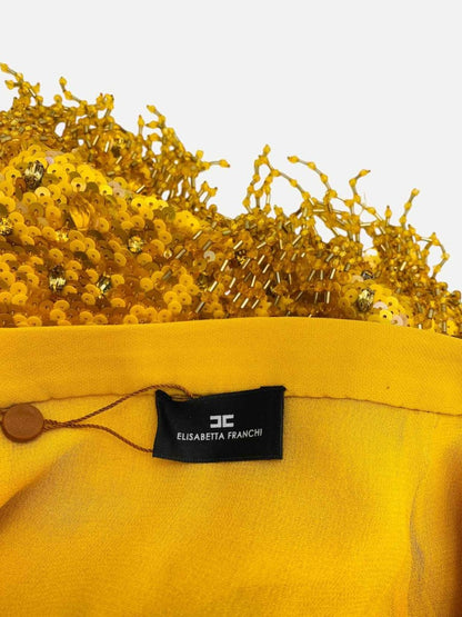 Pre - loved ELISABETTA FRANCHI Yellow Mini Skirt at Reems Closet