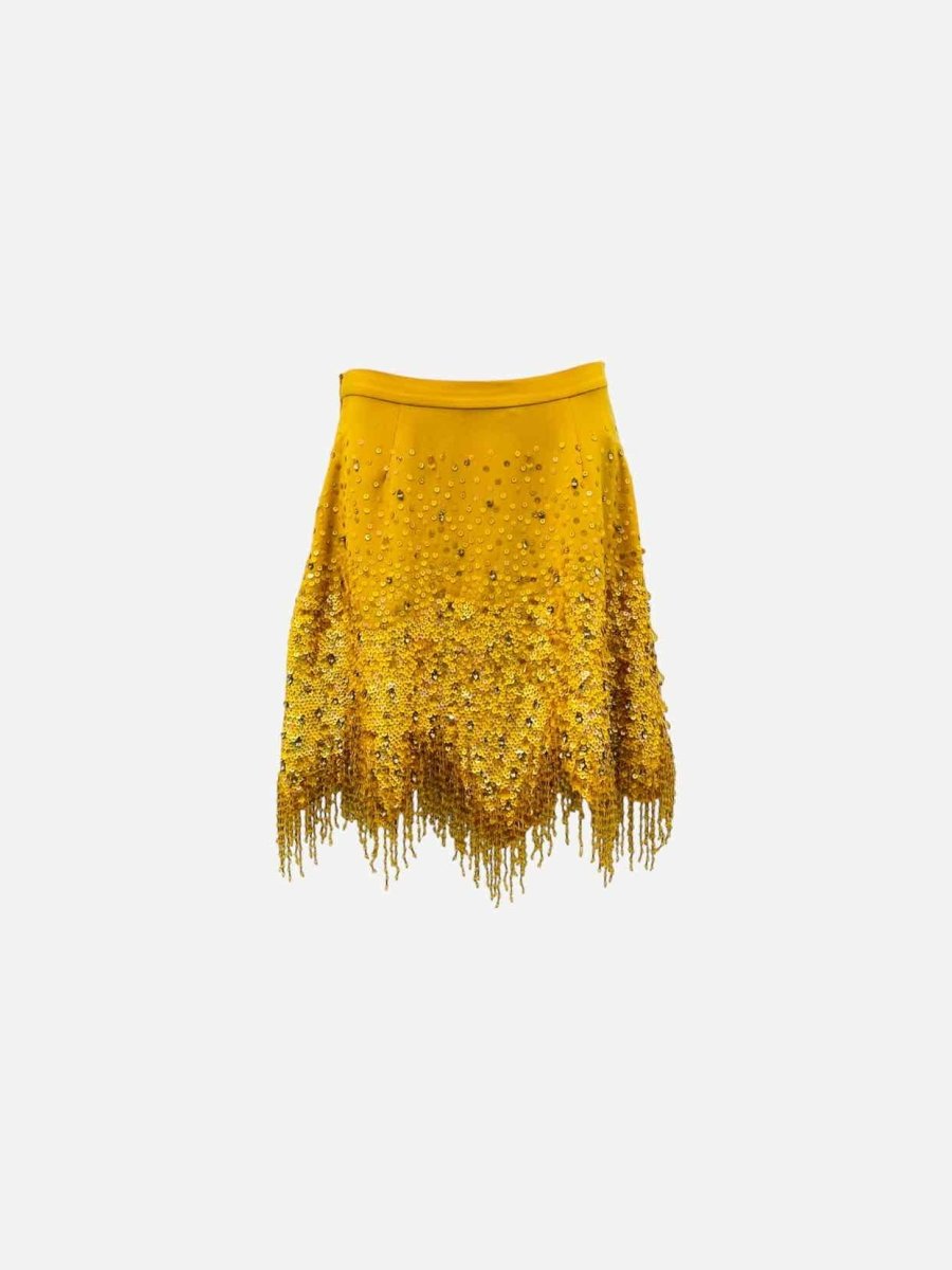 Pre - loved ELISABETTA FRANCHI Yellow Mini Skirt at Reems Closet