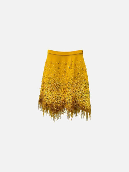 Pre - loved ELISABETTA FRANCHI Yellow Mini Skirt at Reems Closet