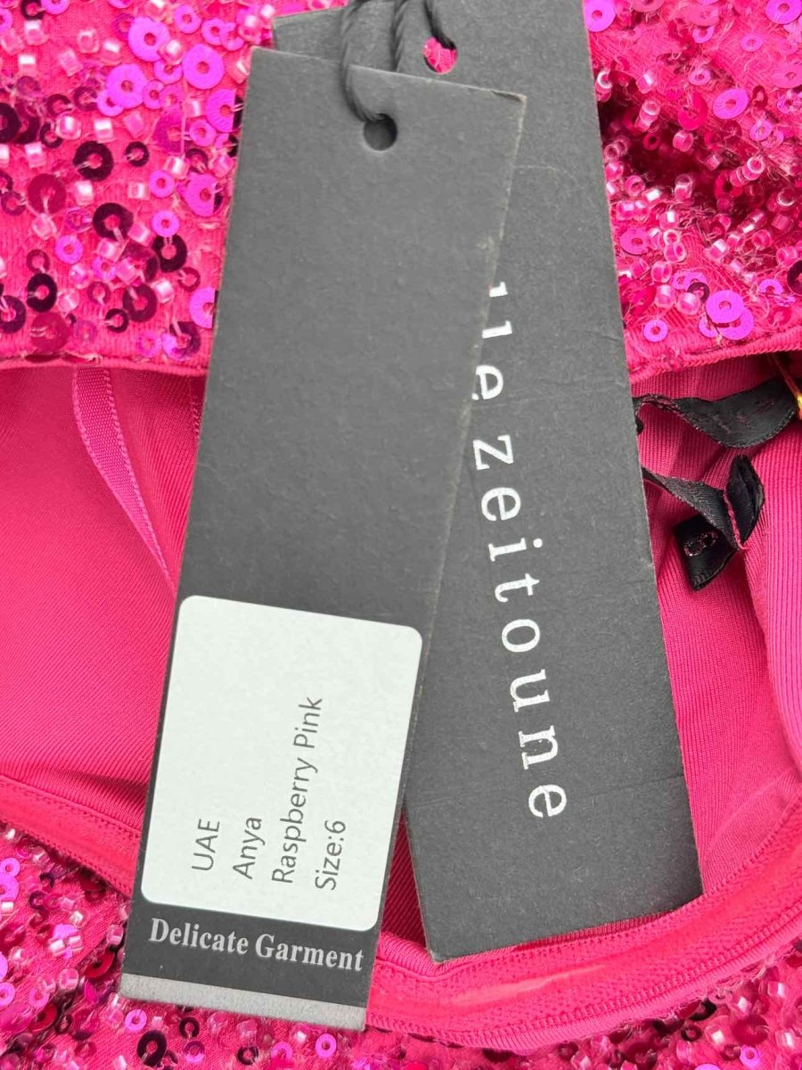 Pre - loved ELLE ZEITOUNE Anya Pink Size US 2 Midi Dress at Reems Closet