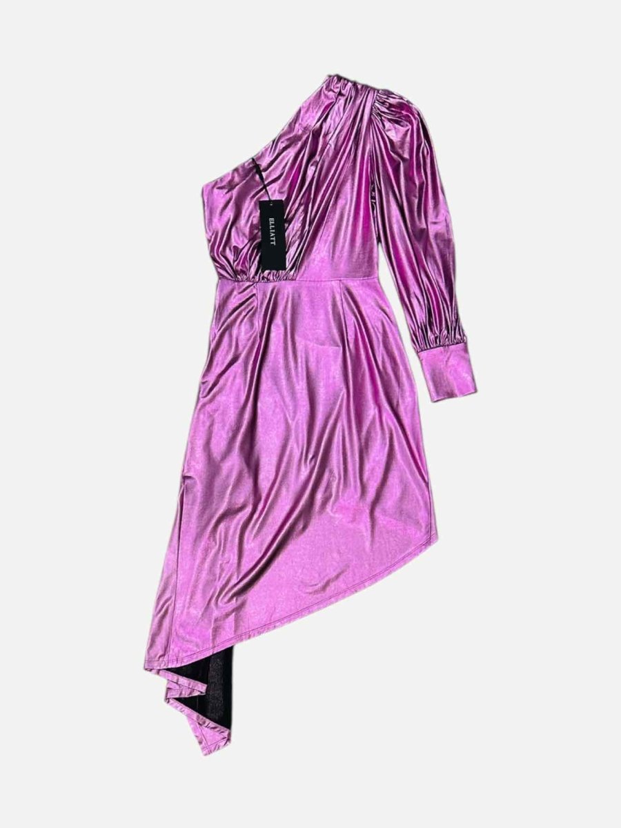 Pre - loved ELLIATT Asymmetric Metallic Pink Cocktail Dress at Reems Closet