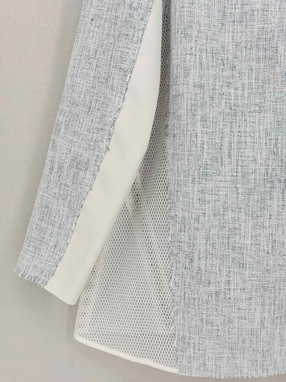 Pre - loved ELLIE TAHARI Grey & White Textured Size Medium Jacket at Reems Closet