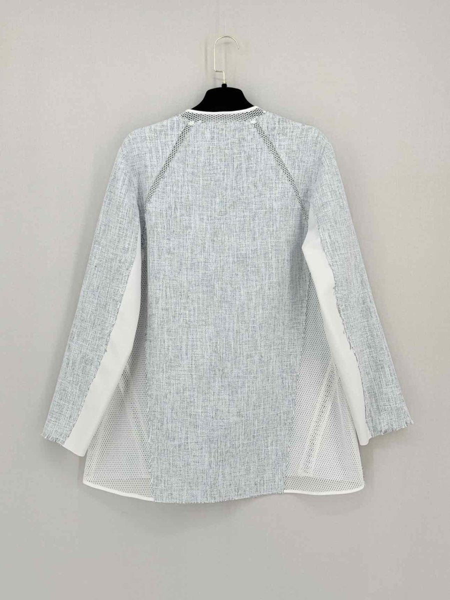 Pre - loved ELLIE TAHARI Grey & White Textured Size Medium Jacket at Reems Closet