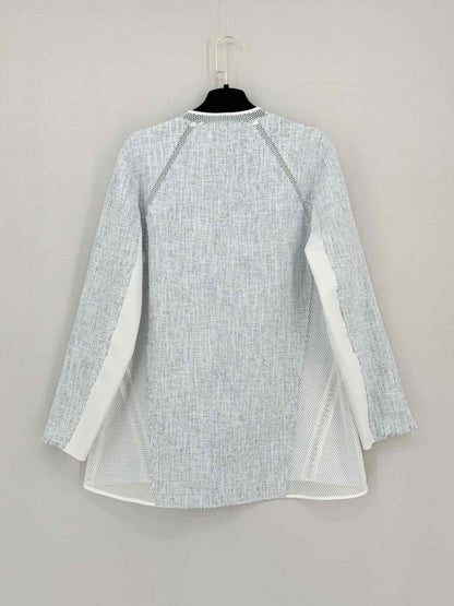 Pre - loved ELLIE TAHARI Grey & White Textured Size Medium Jacket at Reems Closet