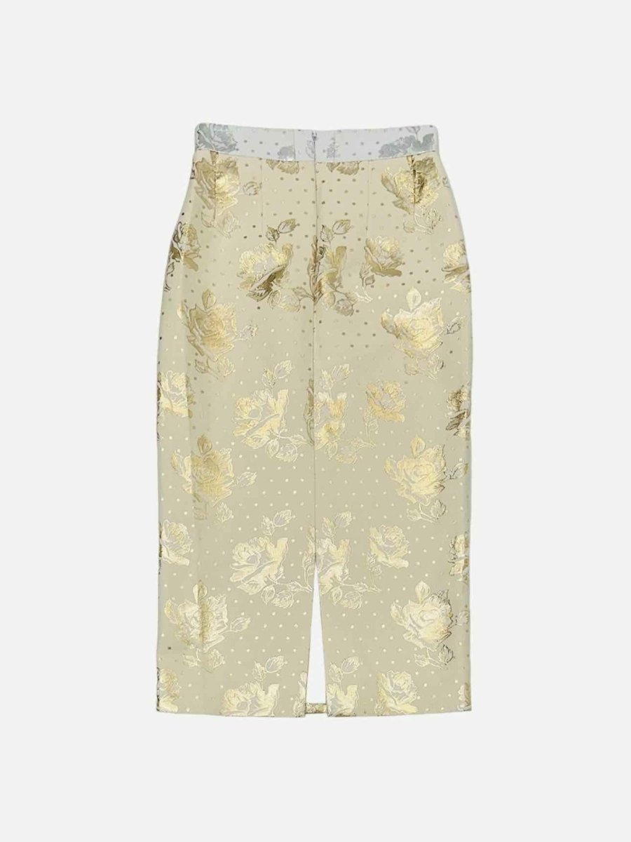 Pre - loved EMILIA WICKSTEAD Beige & Gold Size US 4 Midi Skirt at Reems Closet