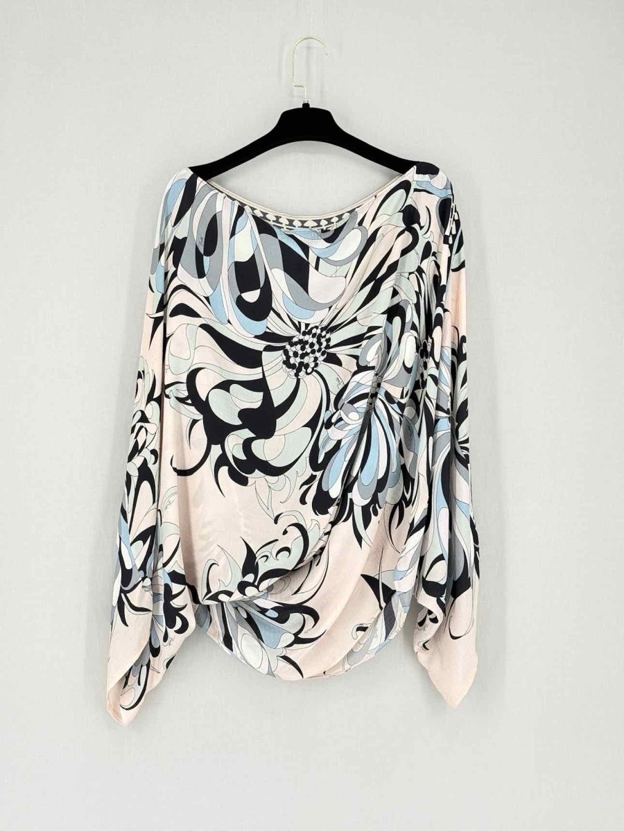 Pre - loved EMILIO PUCCI Beige Multicolor Printed Size US 12 Blouse at Reems Closet