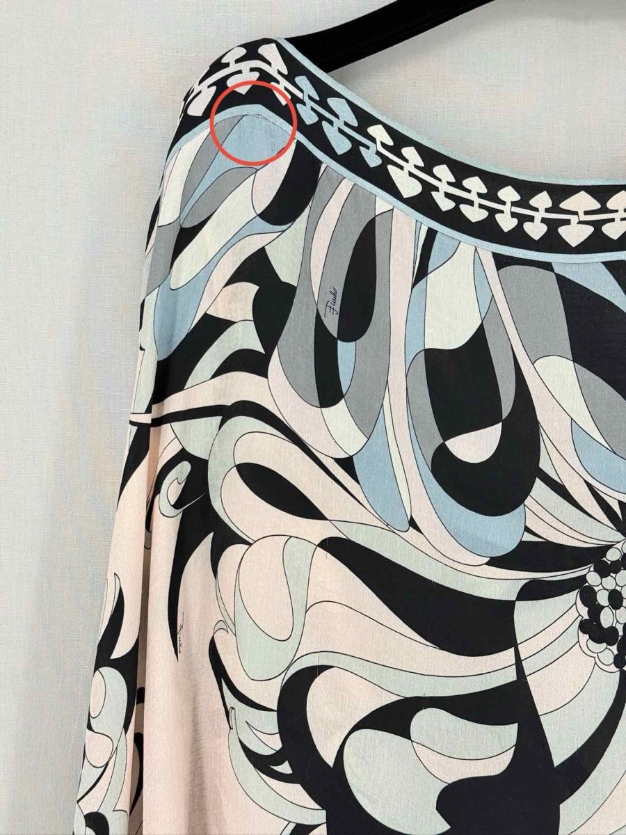 Pre - loved EMILIO PUCCI Beige Multicolor Printed Size US 12 Blouse at Reems Closet