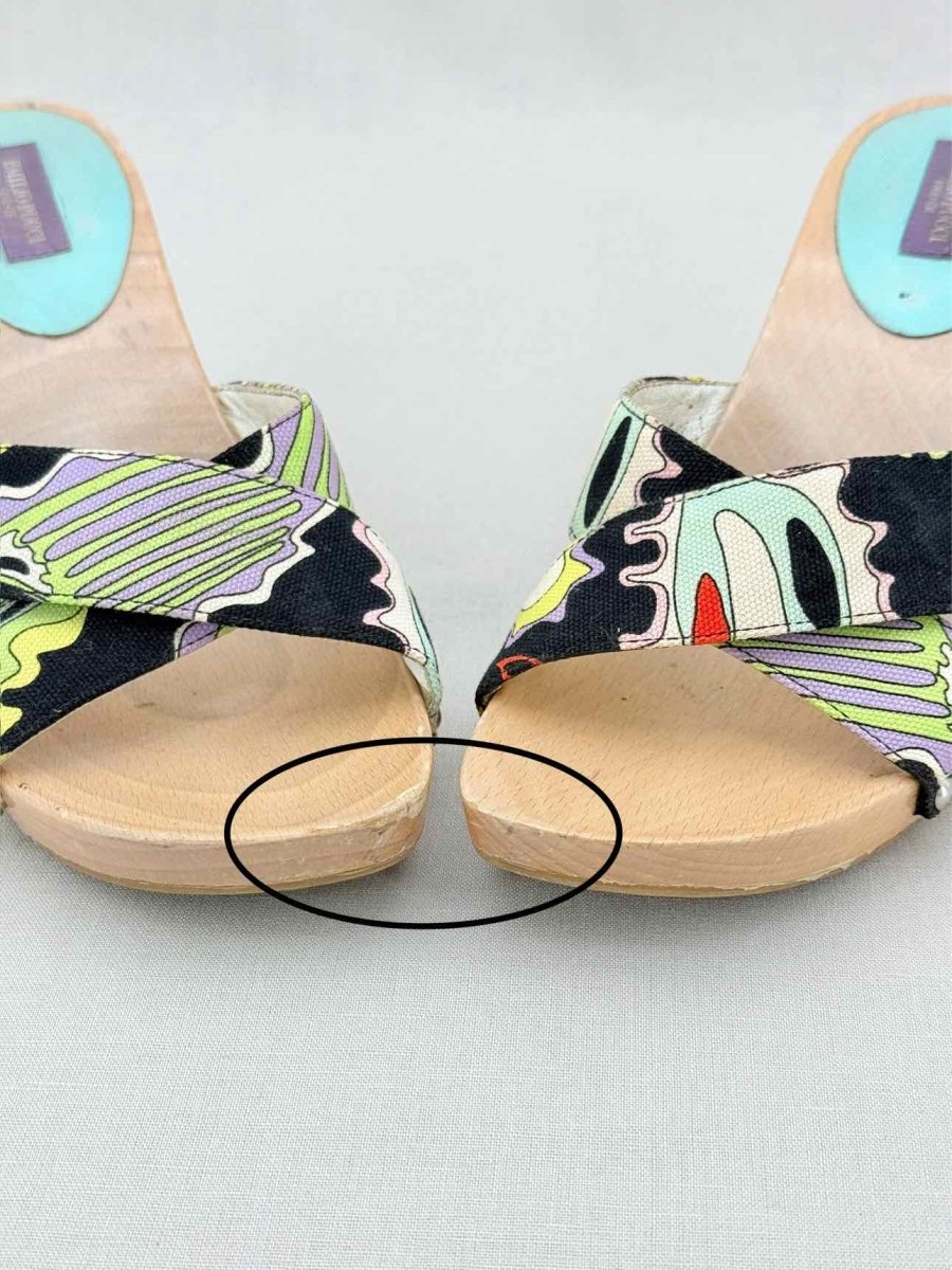 Pre - loved EMILIO PUCCI Black Multicolor Size EU 37 Heeled Sandals at Reems Closet