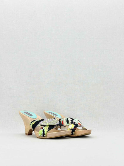 Pre - loved EMILIO PUCCI Black Multicolor Size EU 37 Heeled Sandals at Reems Closet
