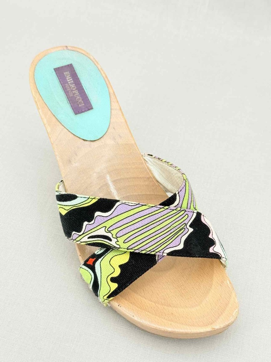 Pre - loved EMILIO PUCCI Black Multicolor Size EU 37 Heeled Sandals at Reems Closet