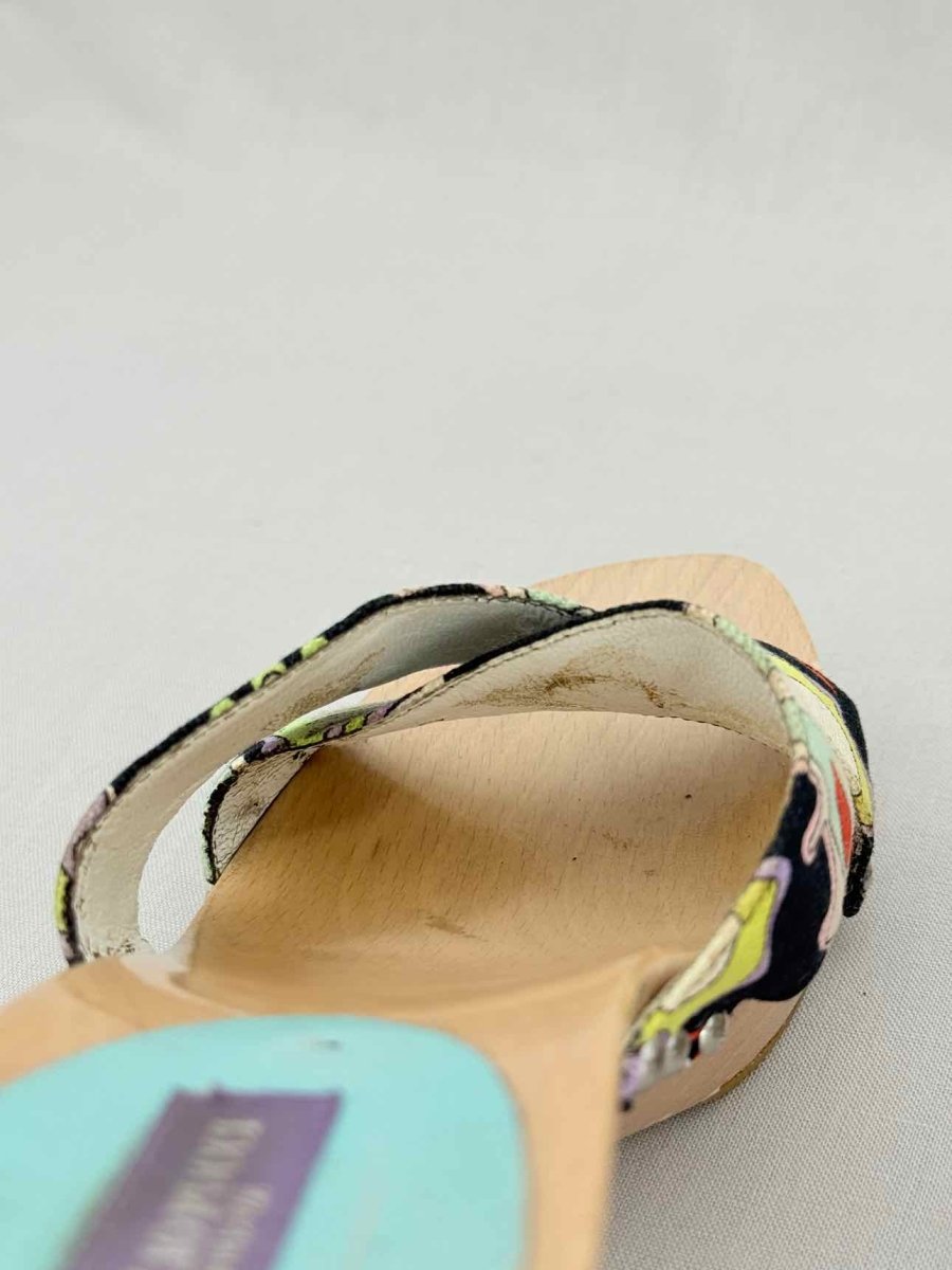 Pre - loved EMILIO PUCCI Black Multicolor Size EU 37 Heeled Sandals at Reems Closet