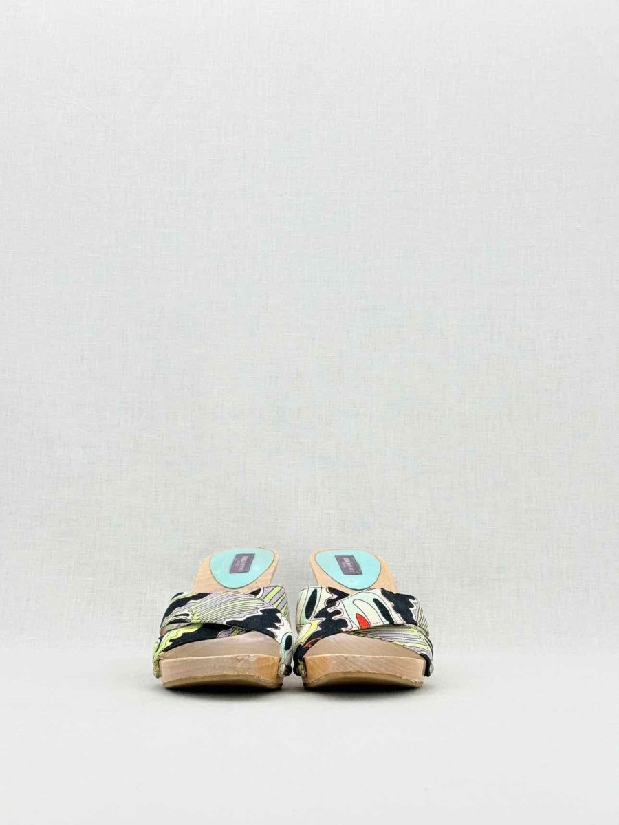 Pre - loved EMILIO PUCCI Black Multicolor Size EU 37 Heeled Sandals at Reems Closet