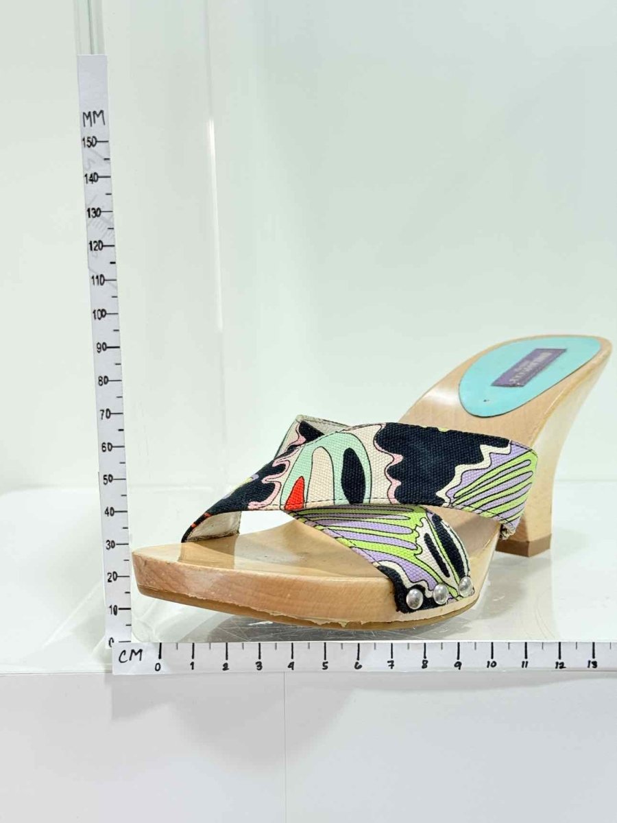 Pre - loved EMILIO PUCCI Black Multicolor Size EU 37 Heeled Sandals at Reems Closet