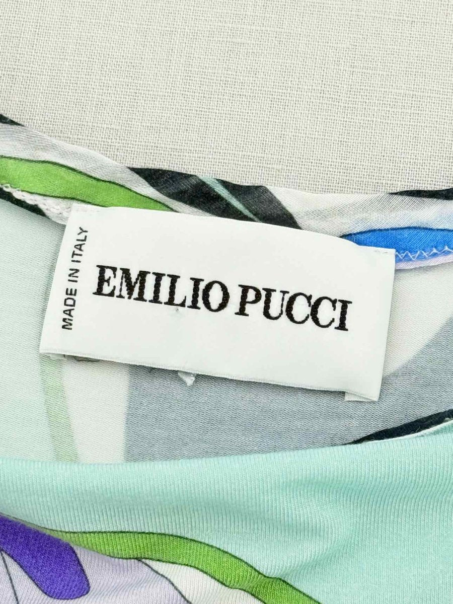 Pre - loved EMILIO PUCCI Blue Multicolor Printed Size US 4 T-shirt at Reems Closet