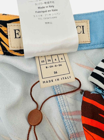 Pre - loved EMILIO PUCCI Blue Multicolor Printed Size US 6 Pants at Reems Closet