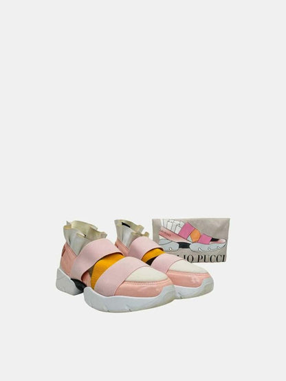 Pre - loved EMILIO PUCCI City Up White & Pink Sneakers at Reems Closet