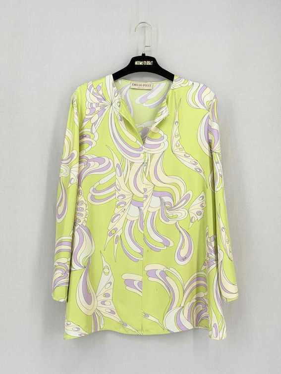 Pre-loved EMILIO PUCCI Green & Lilac Size Medium Blouse at Reems Closet