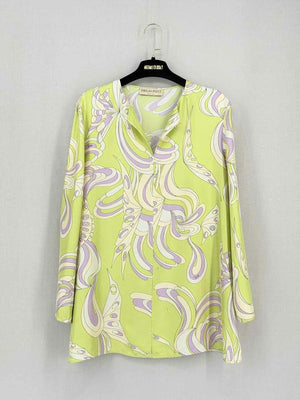 Pre-loved EMILIO PUCCI Green & Lilac Size Medium Blouse at Reems Closet