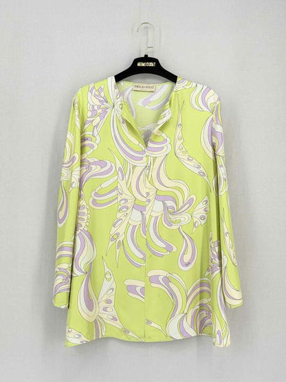 Pre-loved EMILIO PUCCI Green & Lilac Size Medium Blouse at Reems Closet