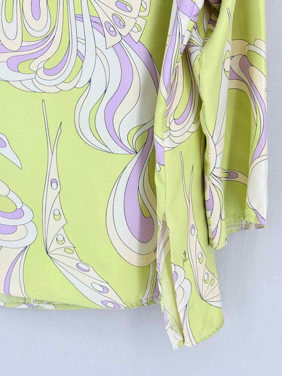 Pre-loved EMILIO PUCCI Green & Lilac Size Medium Blouse at Reems Closet