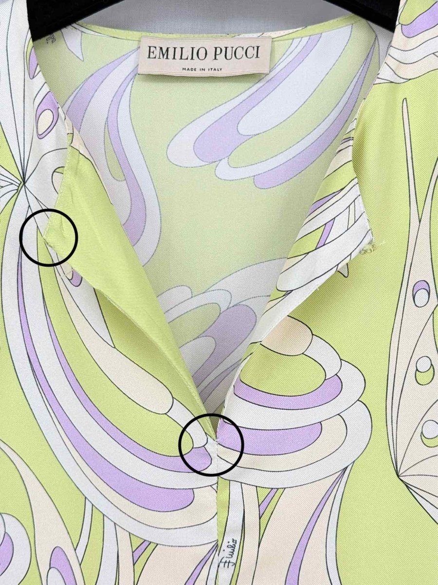 Pre-loved EMILIO PUCCI Green & Lilac Size Medium Blouse at Reems Closet