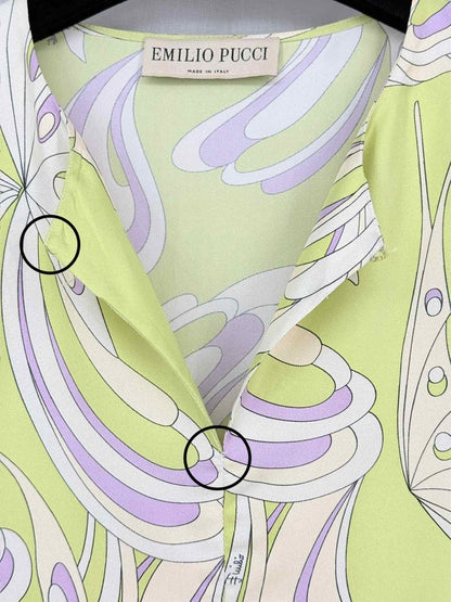 Pre-loved EMILIO PUCCI Green & Lilac Size Medium Blouse at Reems Closet